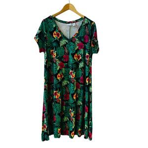 Tabitha Webb Tropical Floral Print Flare Hem Dress Size 1X Multicolor